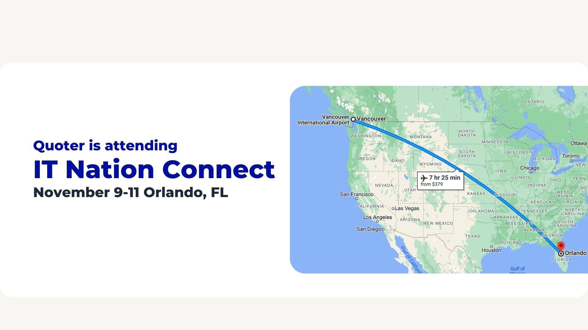 Quoter is attending IT Nation Connect November 911 in Orlando, FL